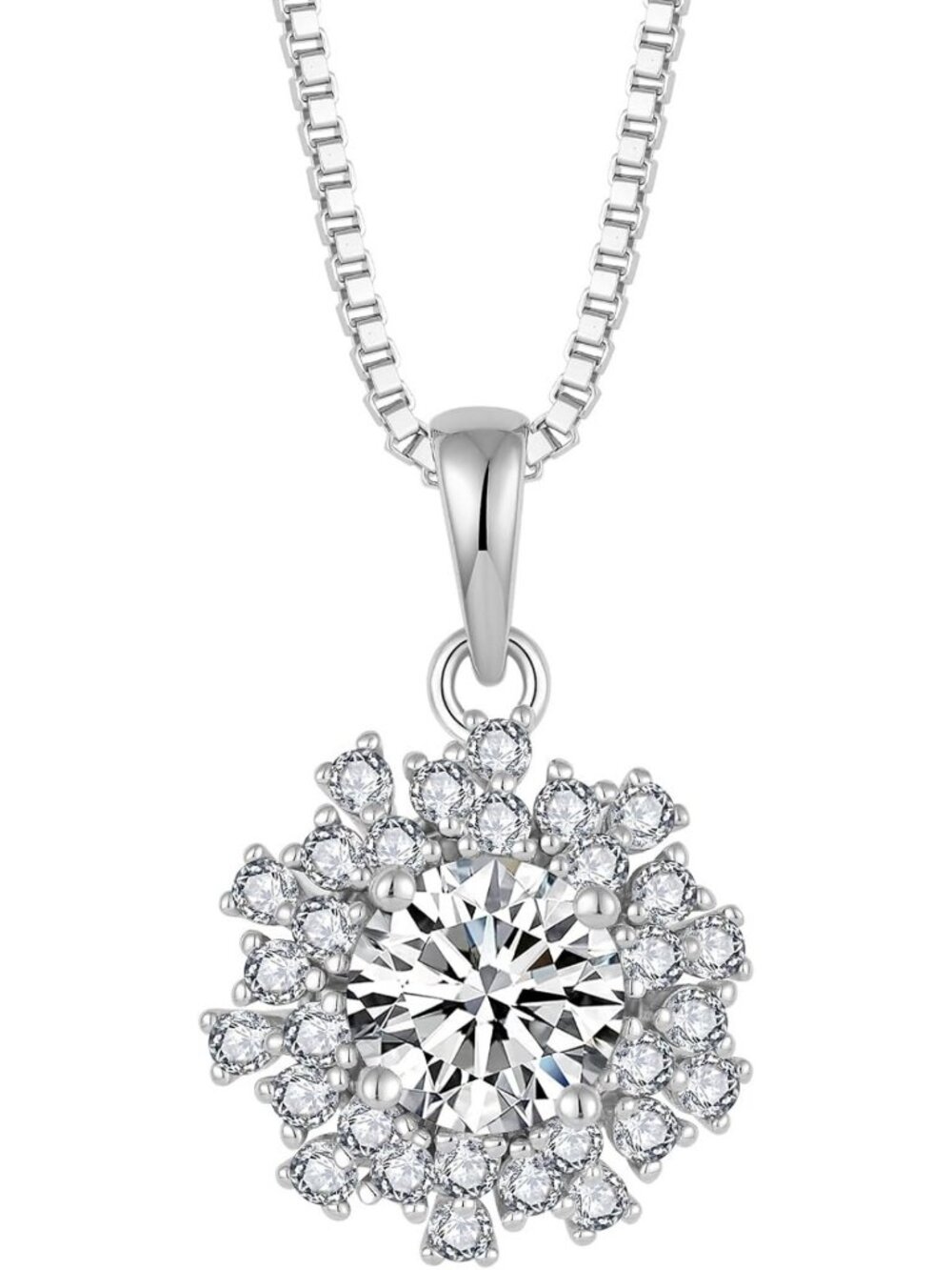 Stunning Moissanite Pendant Necklace in 925 Sterling Silver - D Color VVS1 Gift